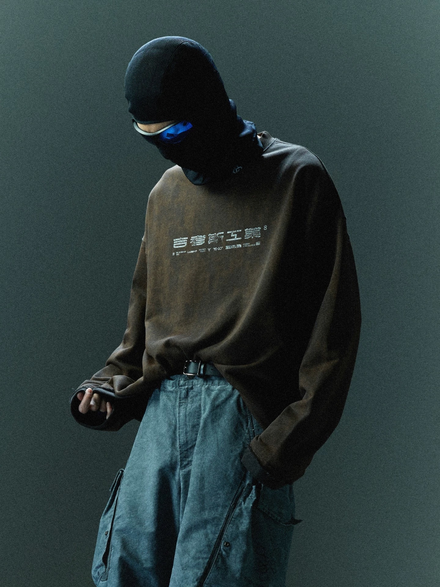 吉考斯工業 鐵鏽不規則做舊圓領衛衣