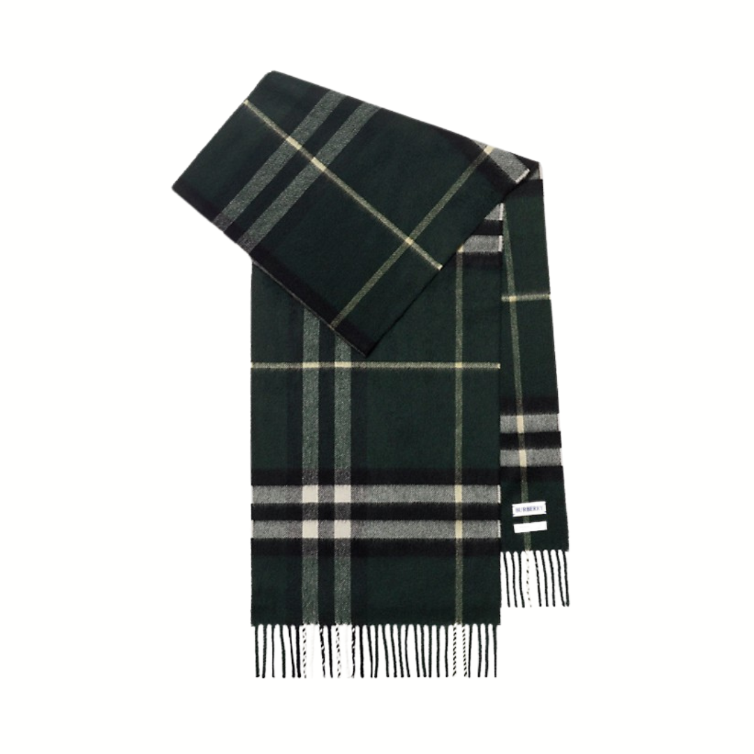 1FF0101-044 BURBERRY Check Cashmere Scarf Anchor Green (SS26) #8112629 (F-EU-E)