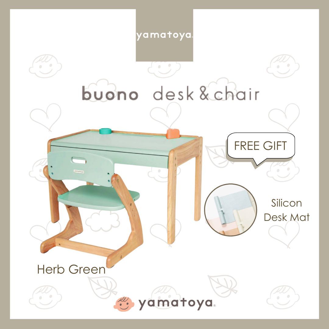 Yamatoya Buono 3 kids desk & chair - Herb Green
