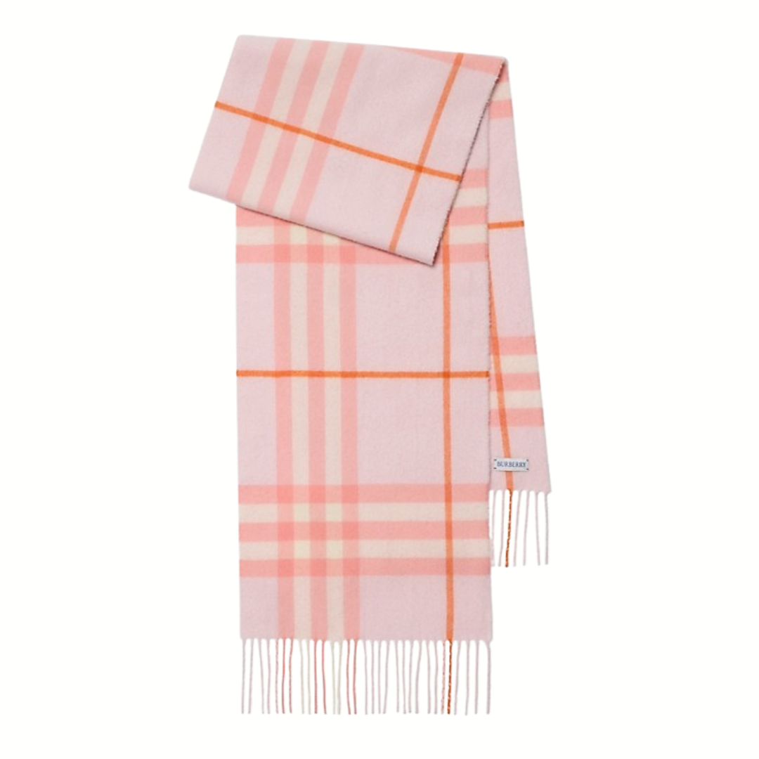 1FF0101-046 BURBERRY Check Cashmere Scarf Sugar Pink (SS26) #8112635 (F-EU-E)