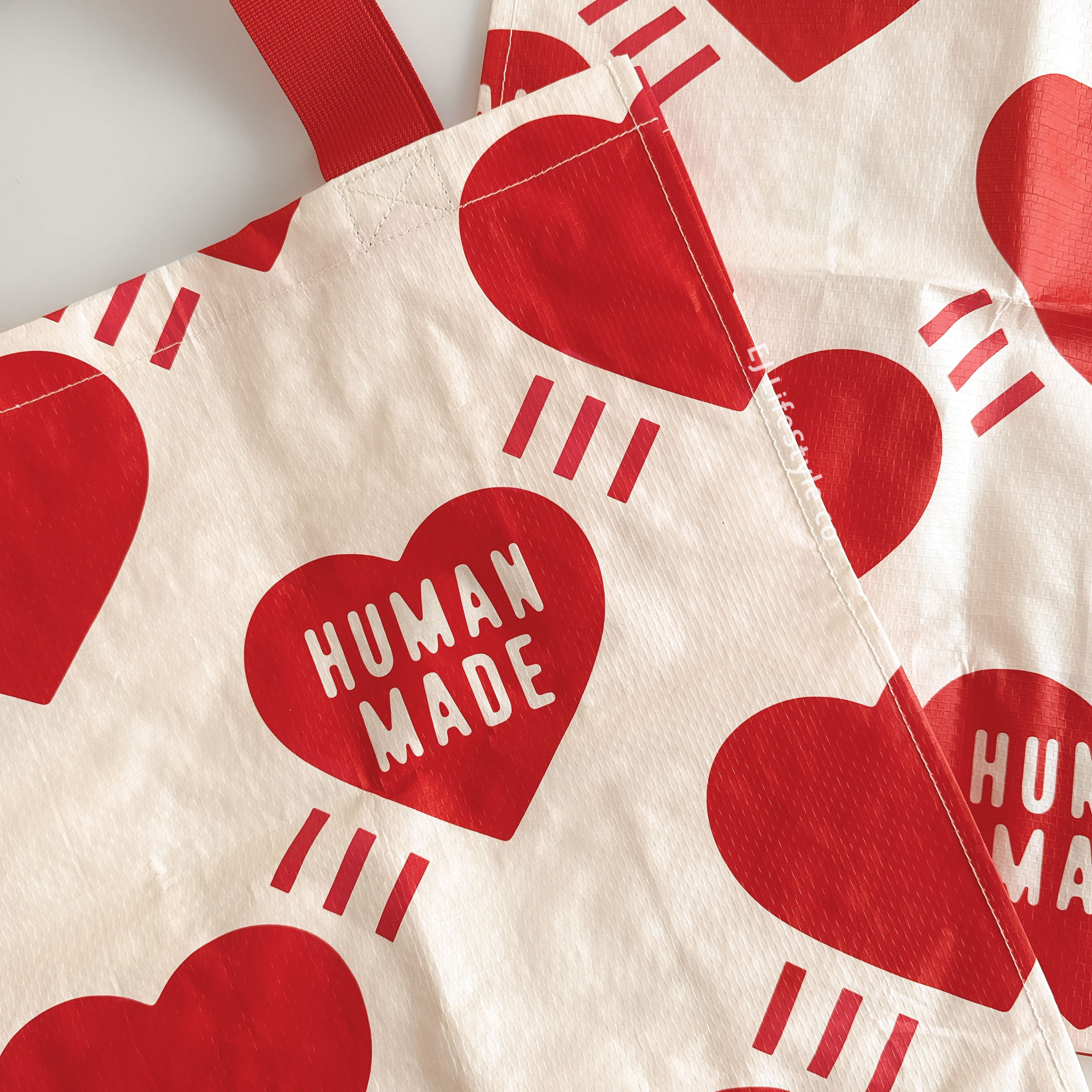日本限定🇯🇵 HUMAN MADE 手提環保袋 紅色 滿版愛心 橡膠握把 購物袋 / 現貨
