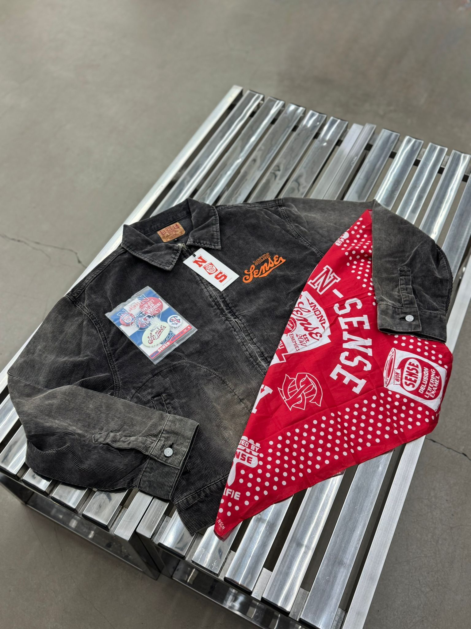 Sense Store Nonsense Wash Faded FFA Jacket - Coal Black|Nonsense-03 (Paired With a Matching Bandana Set)
