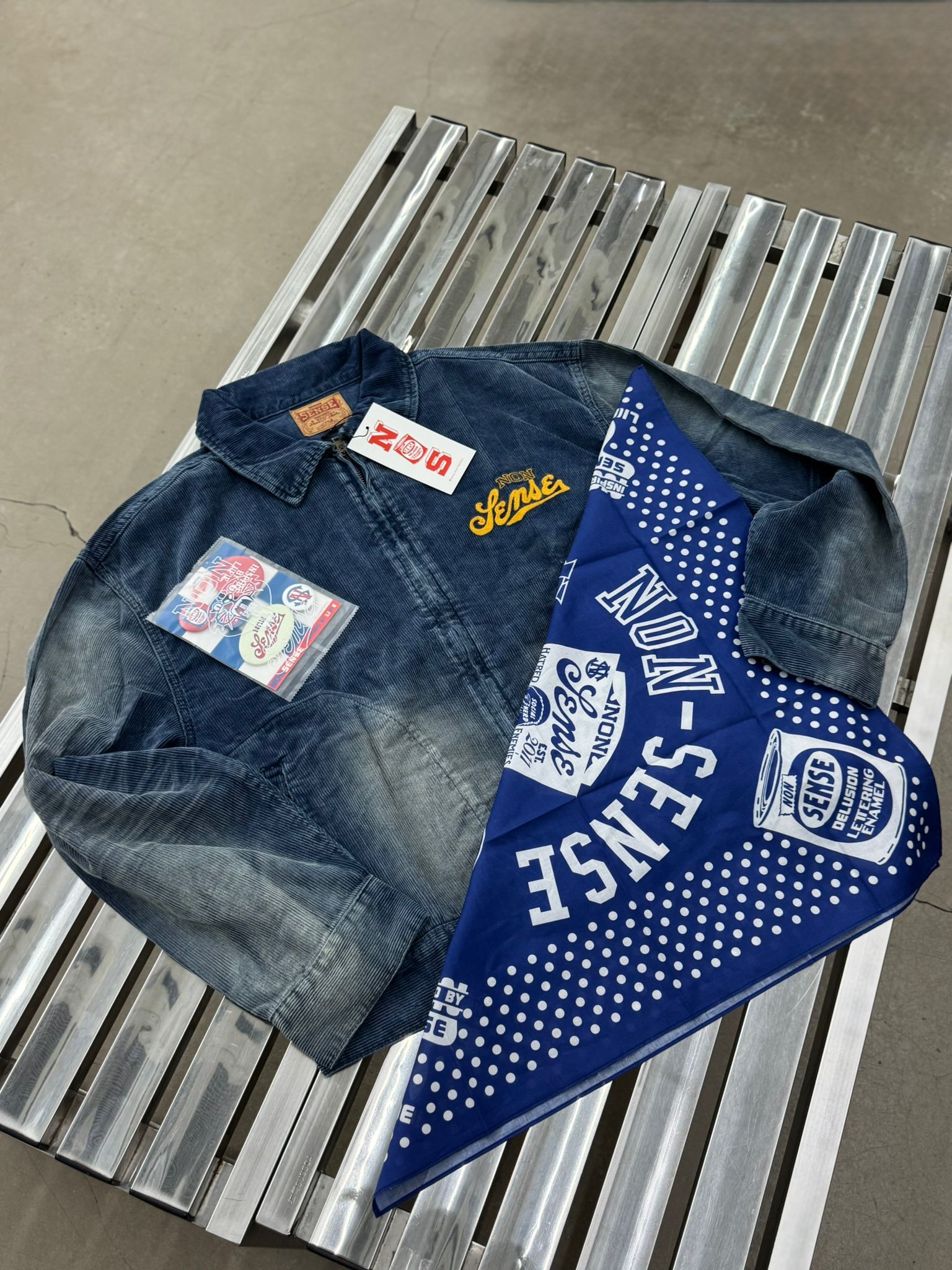 Sense Store Nonsense Wash Faded FFA Jacket - Navy Blue|Nonsense-03 (Paired With a Matching Bandana Set)
