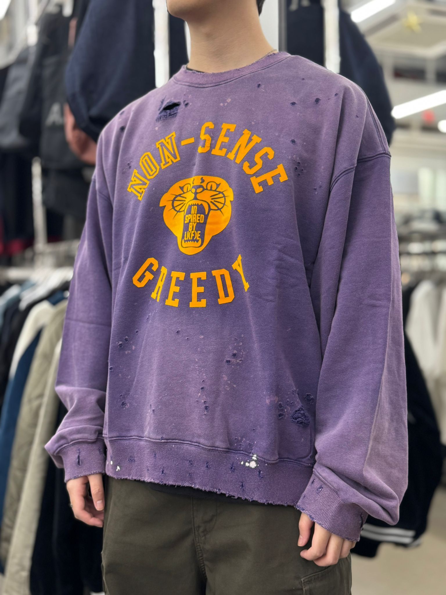 Sense Store Nonsense Wash Faded Crewneck- Purple|Nonsense-02