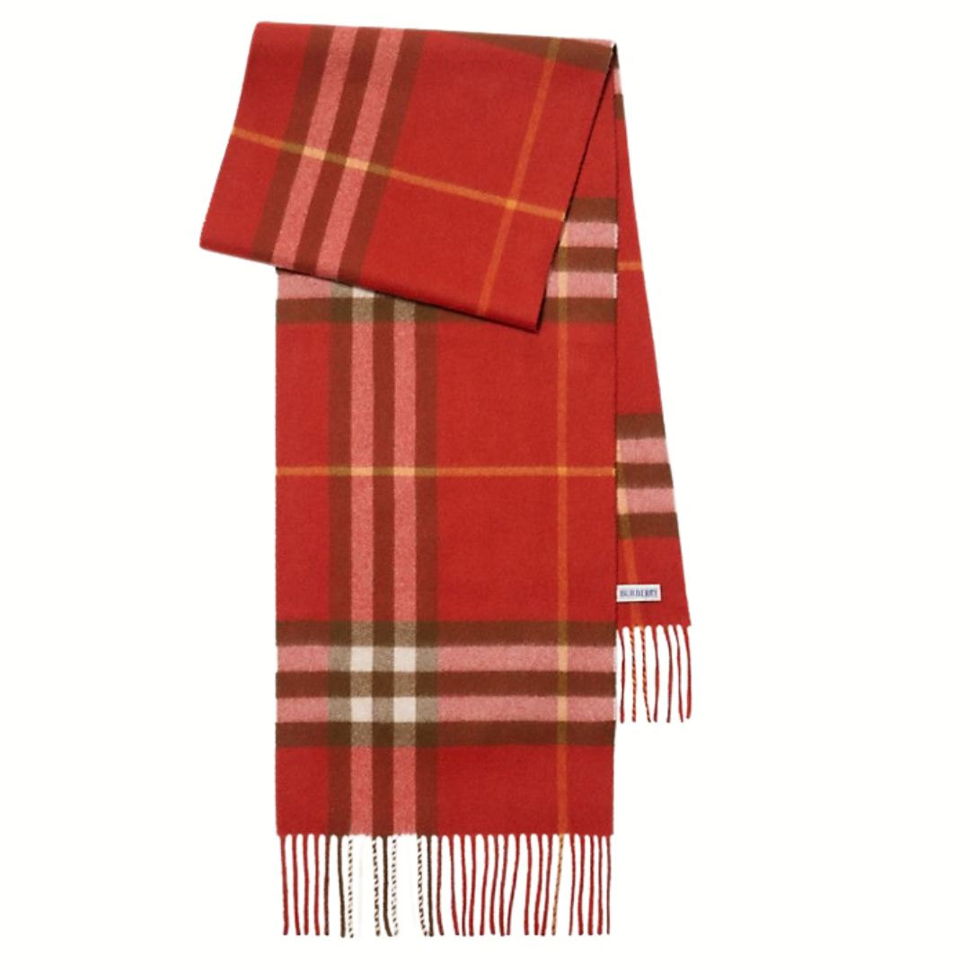 1FF0101-049 BURBERRY Check Cashmere Scarf Roux Red (SS26) #8112645 (F-EU-E)