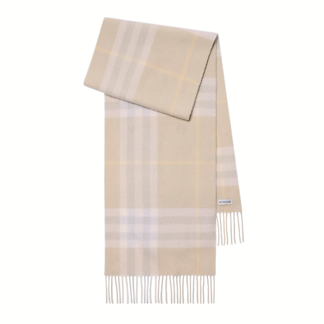 1FF0101-051 BURBERRY Check Cashmere Scarf Smoke Grey (SS26) #8112650 (F-EU-E)