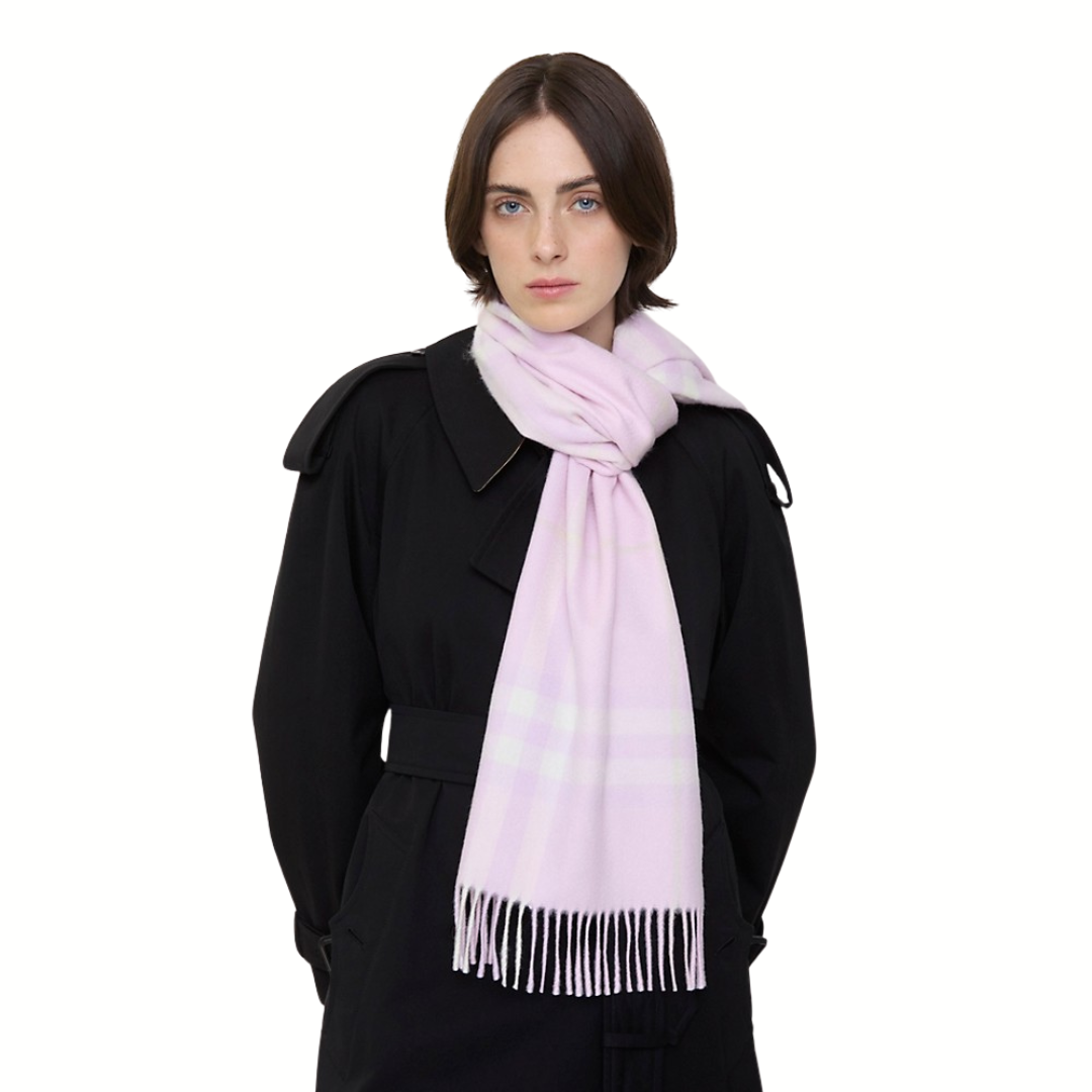 1FF0101-052 BURBERRY Check Cashmere Scarf Fondant Pink (SS26) #8112651 (F-EU-E)