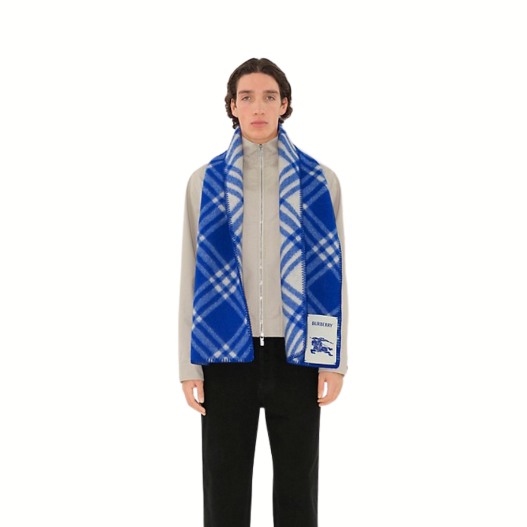 1FF0101-054 BURBERRY Check Wool Scarf Knight (SS26) #8114302 (F-EU-E)