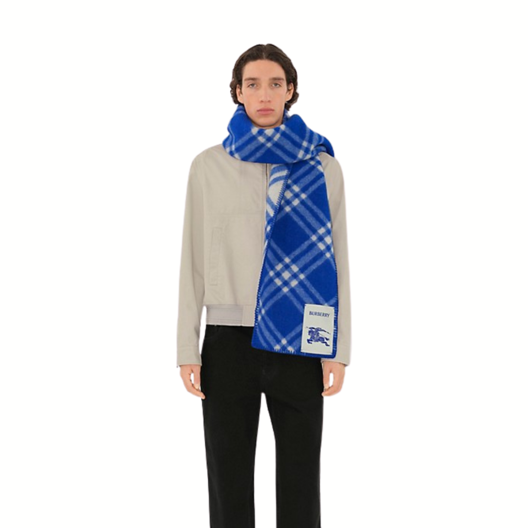 1FF0101-054 BURBERRY Check Wool Scarf Knight (SS26) #8114302 (F-EU-E)