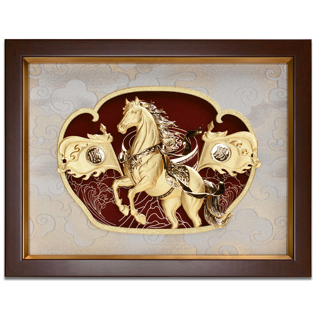 金箔畫｜旗開得勝馬到成功｜開業升遷送禮首選