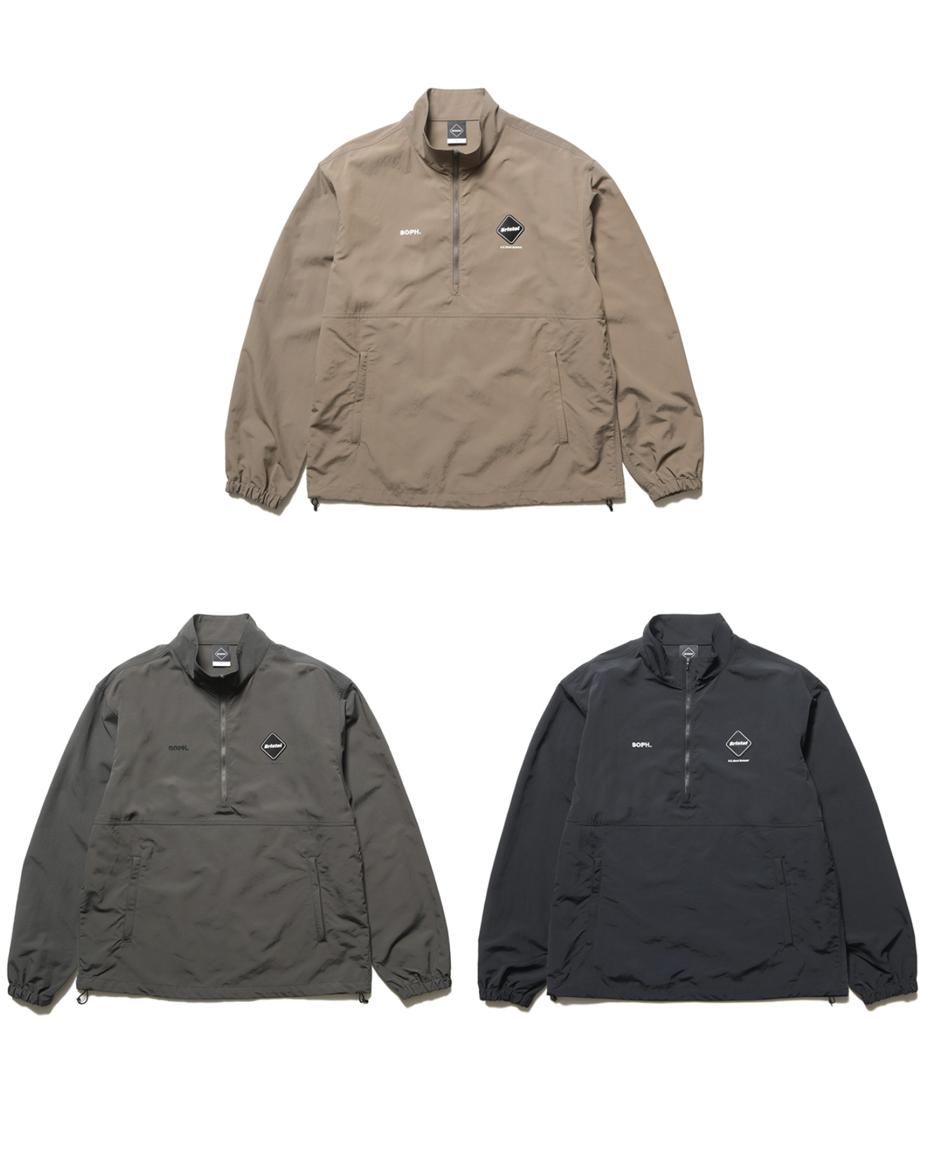 [Instock] F.C. Real Bristol FW25 NYLON QUARTER-ZIP BLOUSON | (Black / Charcoal / Mocha)