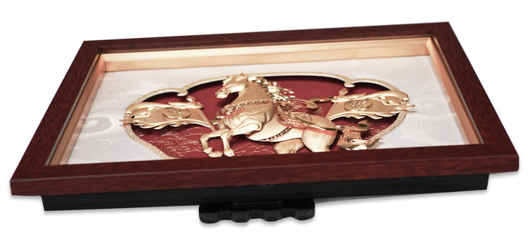 鹿港窯禮品館│金箔畫｜旗開得勝馬到成功｜開業升遷送禮首選