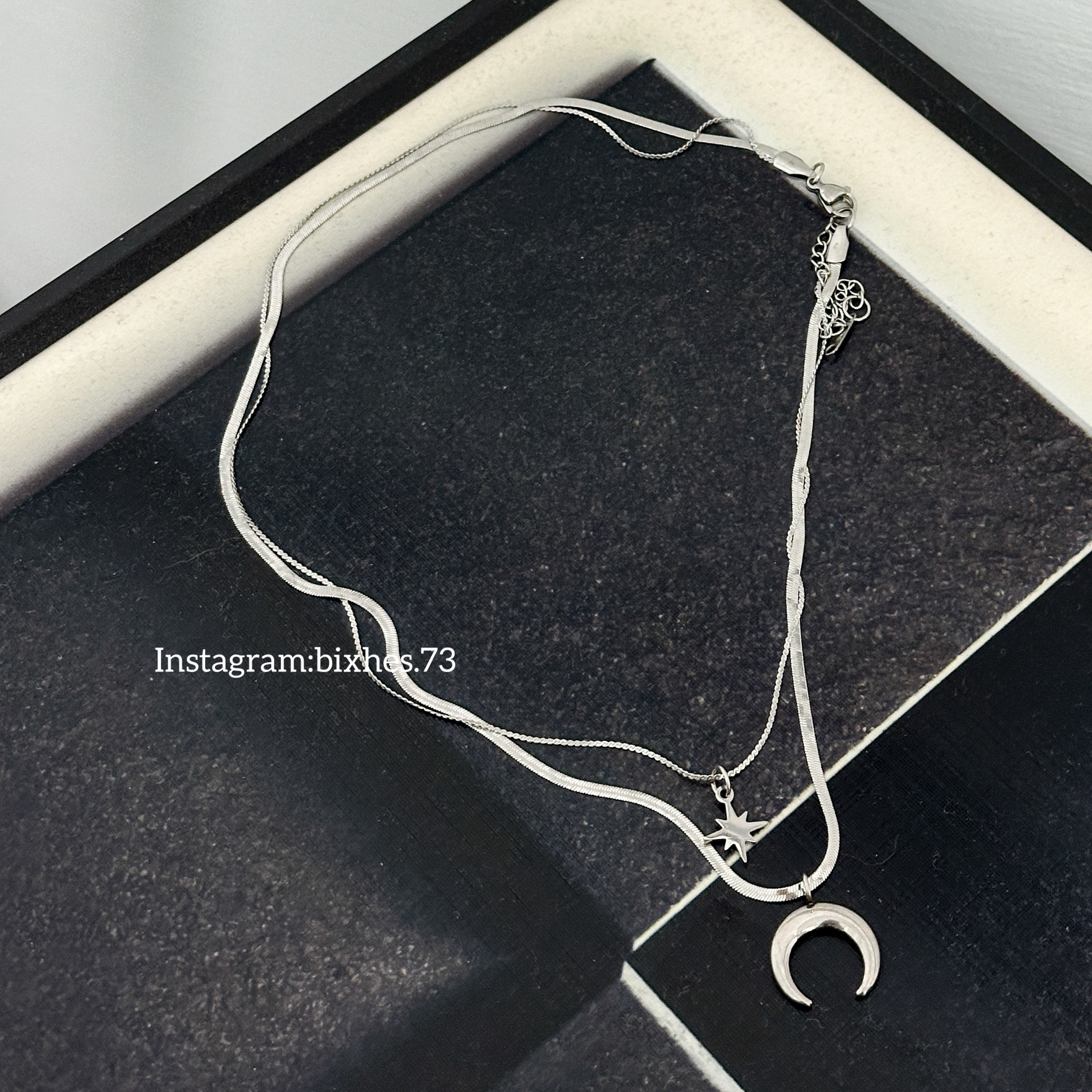 星星月亮雙層項鍊(K00013)