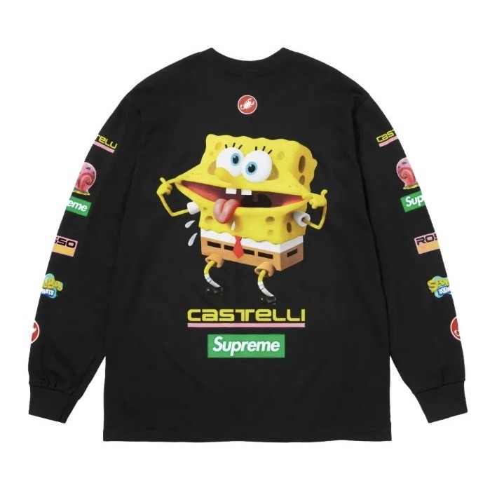 SUPREME x SpongeBob x Castelli Racing long-sleeves T-shirt BLACK SIZE XXL