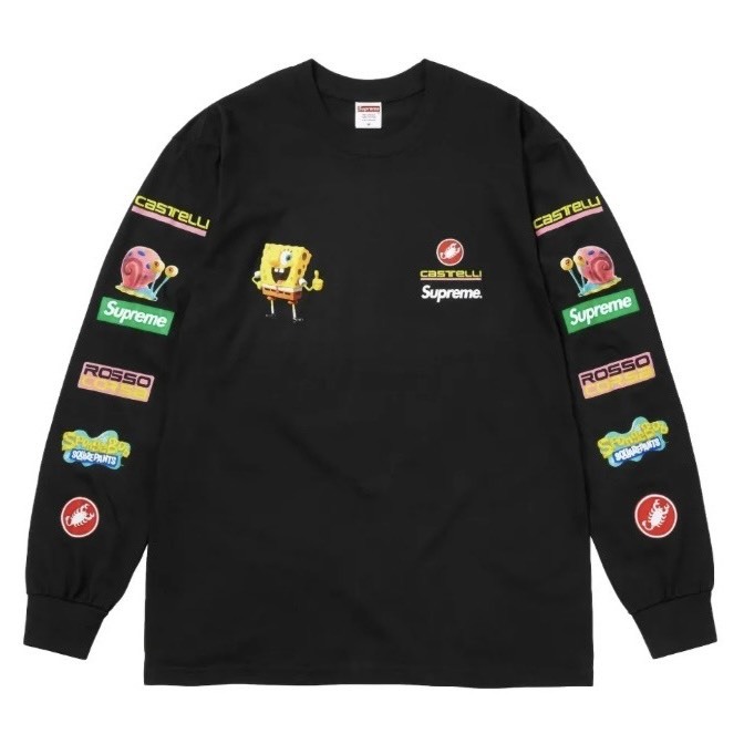 SUPREME x SpongeBob x Castelli Racing long-sleeves T-shirt BLACK SIZE XXL