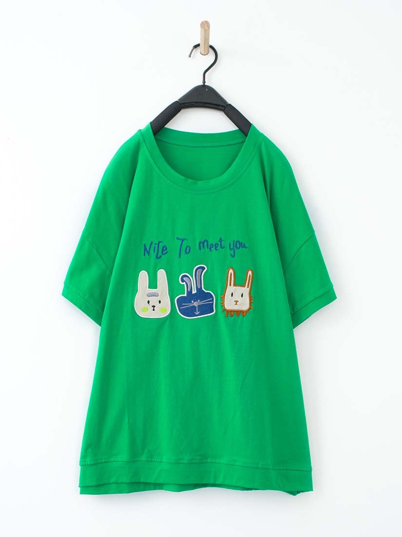 森童趣可愛兔子貼布上衣(4色)