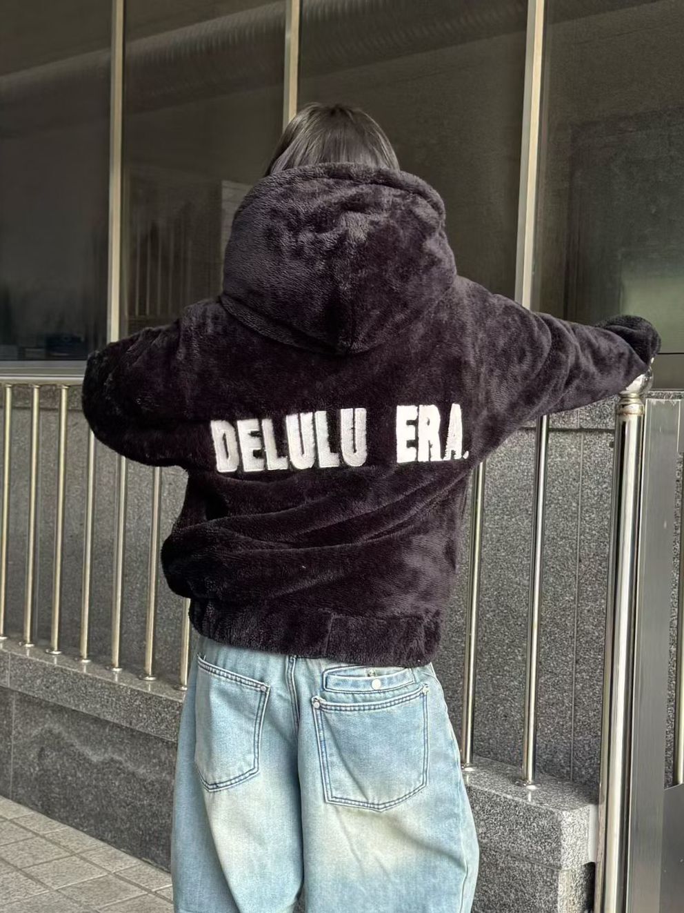 英文字拉鍊毛毛褸 Seeot-080JK