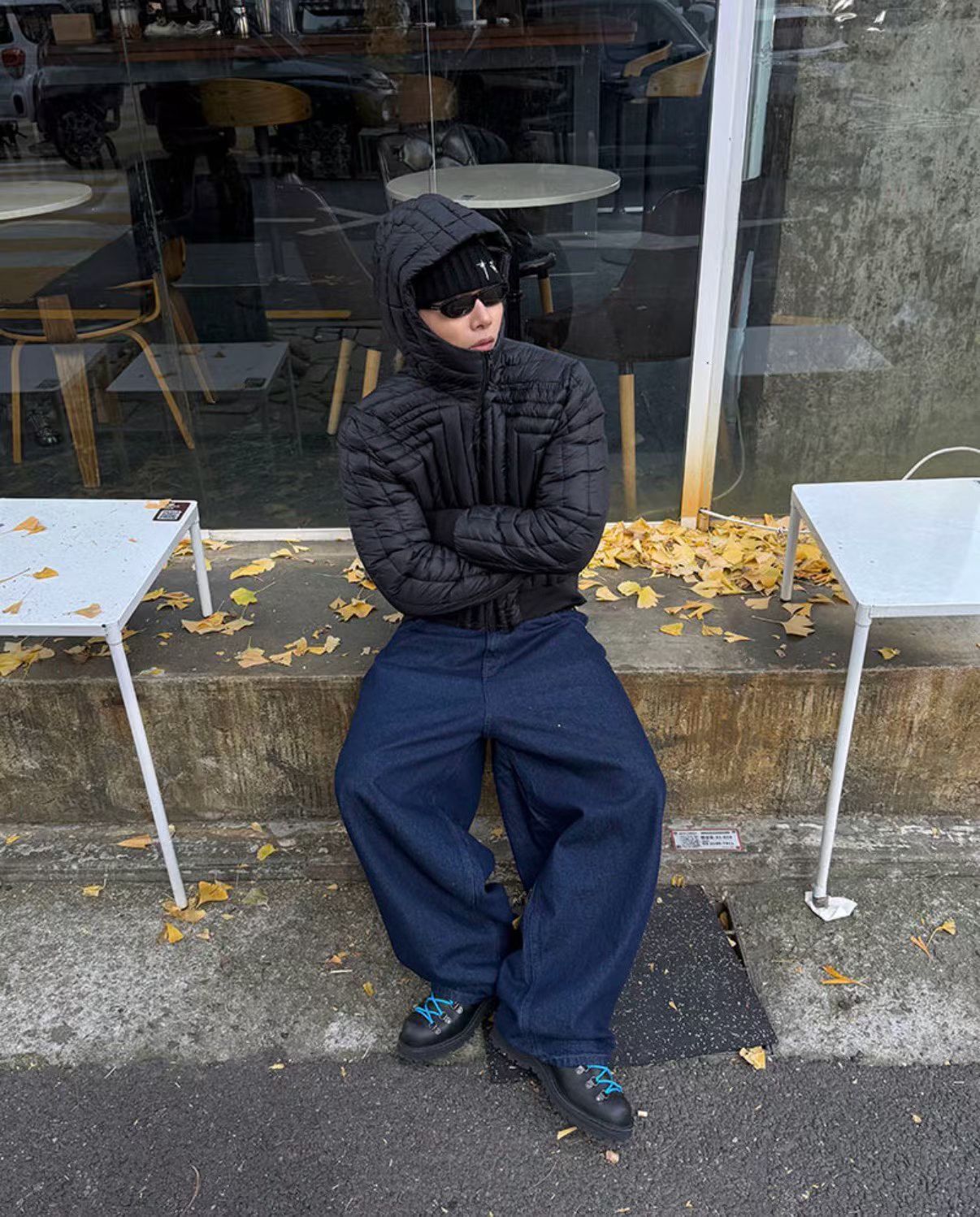 英文字鬆身牛仔褲 Seeot-081P