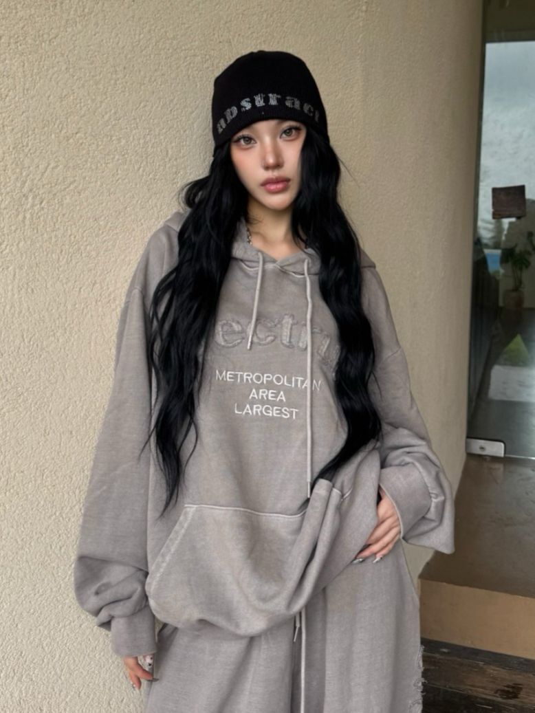 洗水英文字連帽衛衣 Seeot-082T