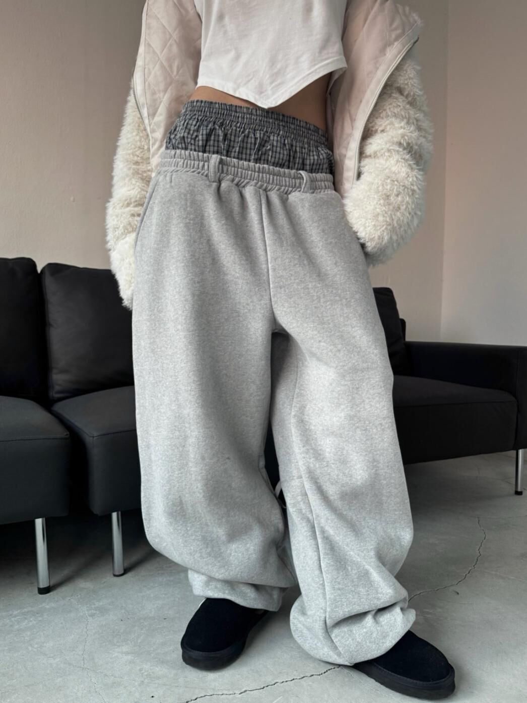 拼格仔可束腳運動褲(薄抓毛底) Seeot-089T