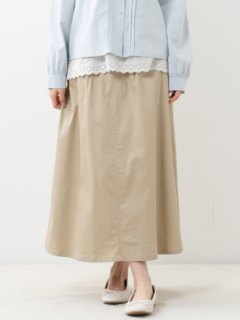 舒適剪裁打褶A字長裙