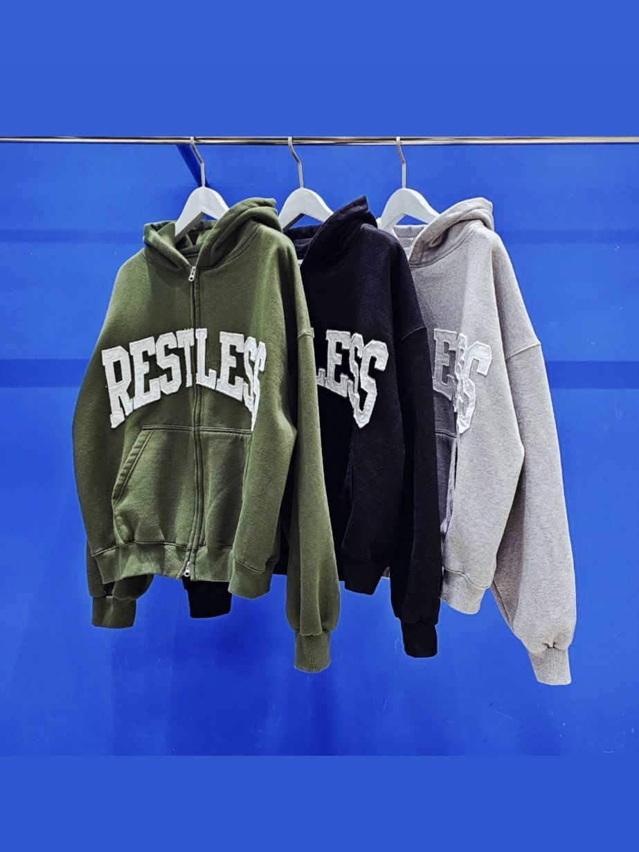 英文字連帽拉鍊外套(薄抓毛底) COVILL-246JK