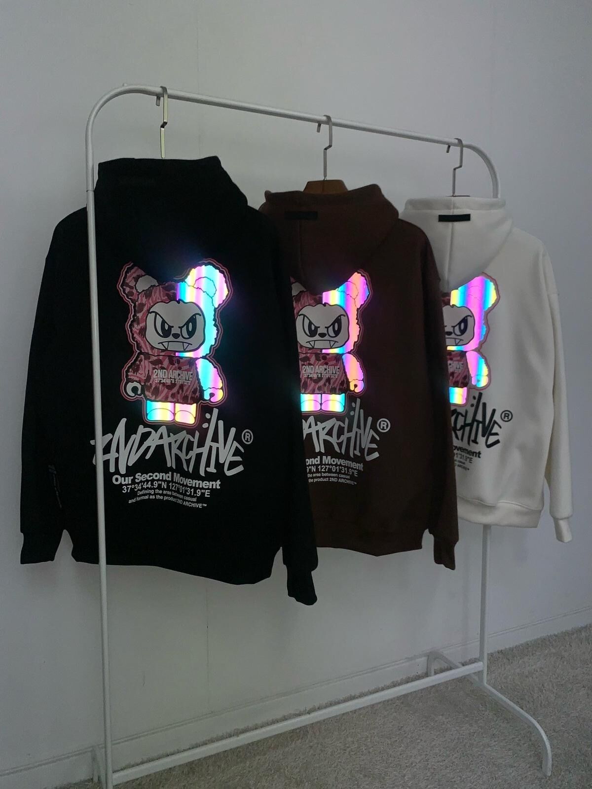 3M熊仔圖案英文字連帽衛衣(薄抓毛底) 2nd-317T