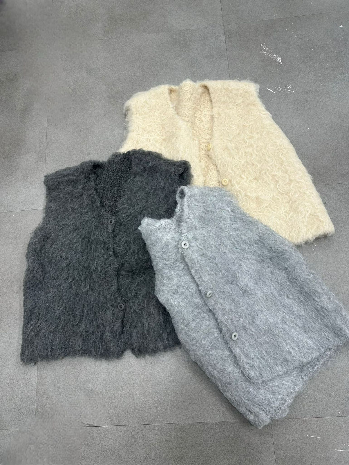 SN006 淨色背心V領開胸外套 Free size