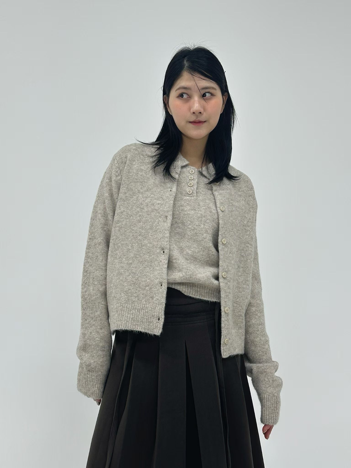 SN007 淨色開胸外套背心套裝(2種著法) Free size