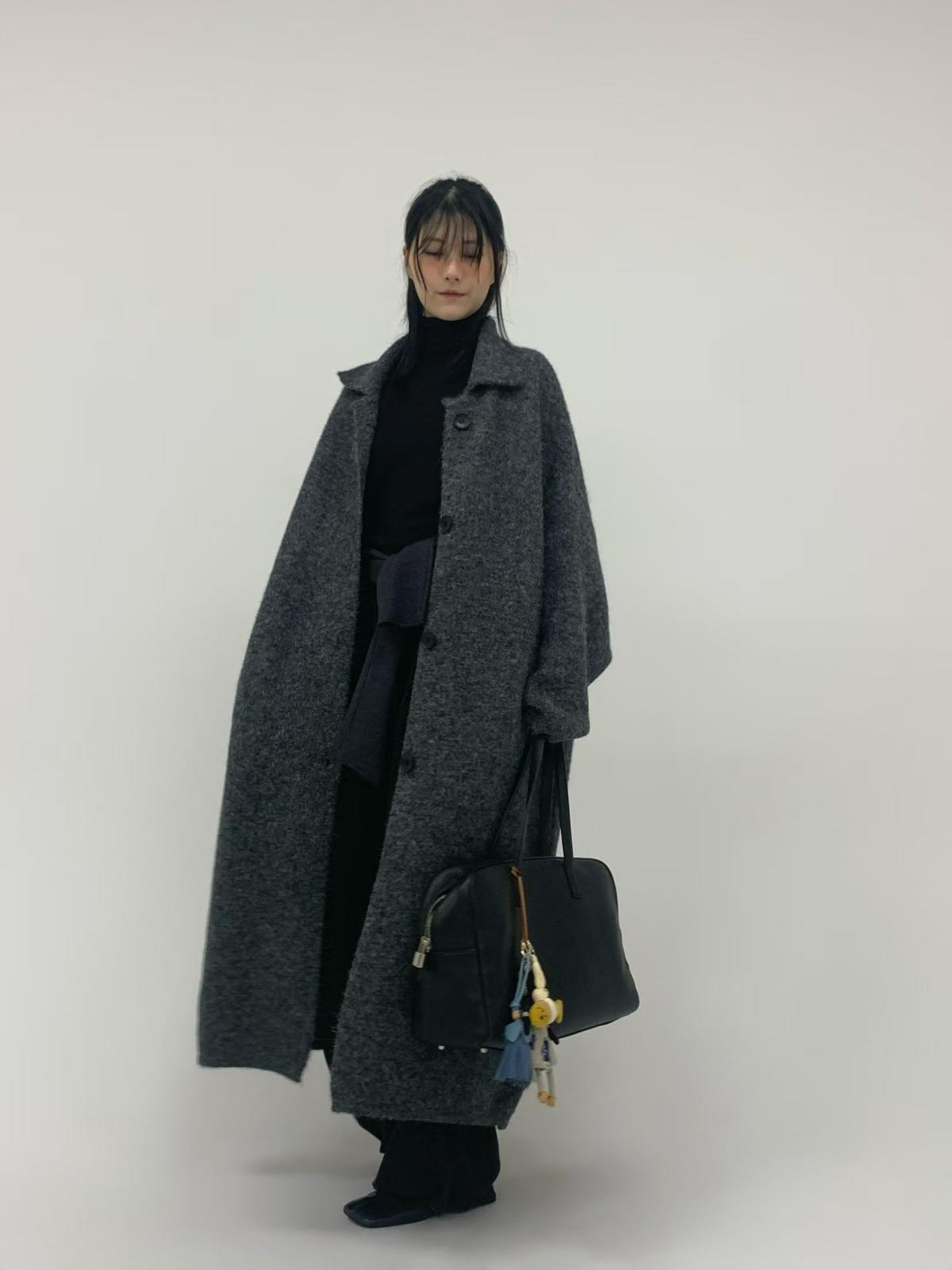 SN011 淨色長袖有領開胸長外套 Free size