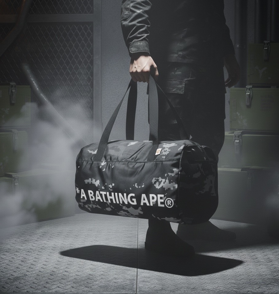 <預購-國外限定最新品> A BATHING APE®  BAPE  29L 大容量 數位 迷彩 美式 軍風 行李包 旅遊包 健身包 波士頓包