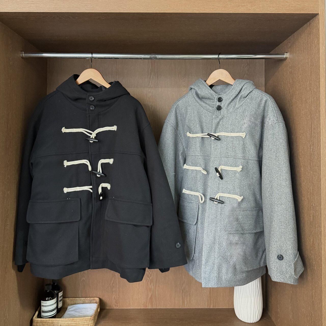 牛角鈕連帽拉鍊外套(薄夾棉) BY-475JK