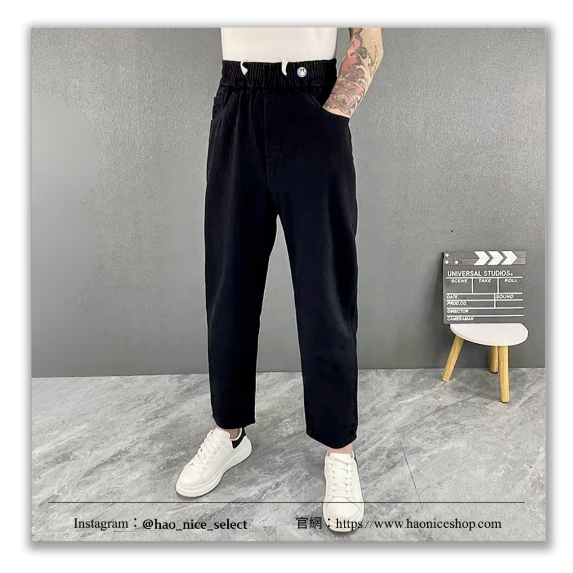 【HAO NICE】美式復古風格🔥Vibe風 字母口袋印花 薄款 寬鬆直筒長褲 牛仔褲