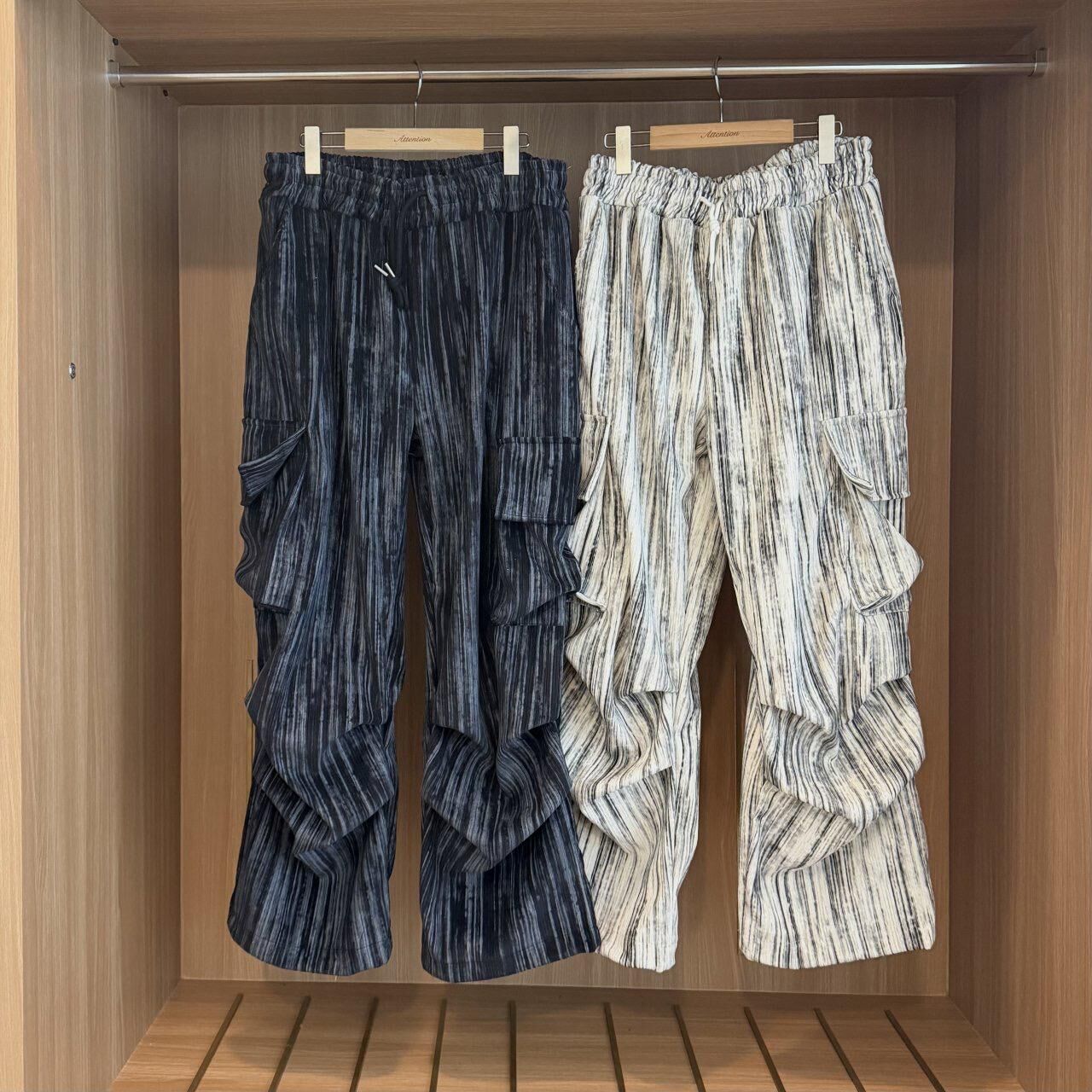 直紋工裝鬆身褲 BY-479P