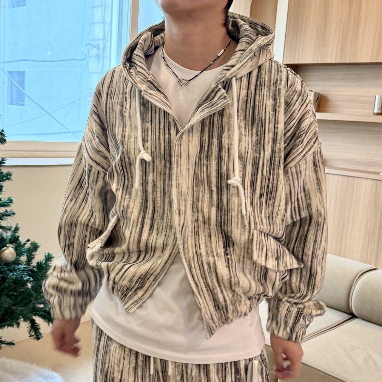 直紋連帽拉鍊外套 BY-480JK