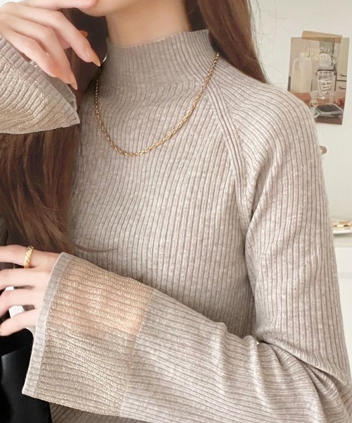 本週限時接單!! 日本🇯🇵連線 Classical Elf 薄紗袖子高領羅紋針織上衣 羅紋 針織 高領 休閒 長袖 打底 內搭 5色 (任買兩件711免運)/預購