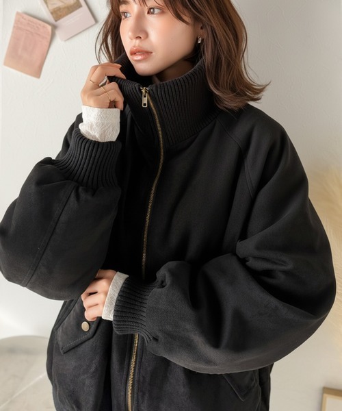 日本🇯🇵連線 JAVA 可愛又成熟!!羅紋高領麂皮夾克 男女可穿 霧面質感 羅紋 麂皮 寬鬆 外套 夾克 保暖外套 4色(任買兩件711免運)/預購