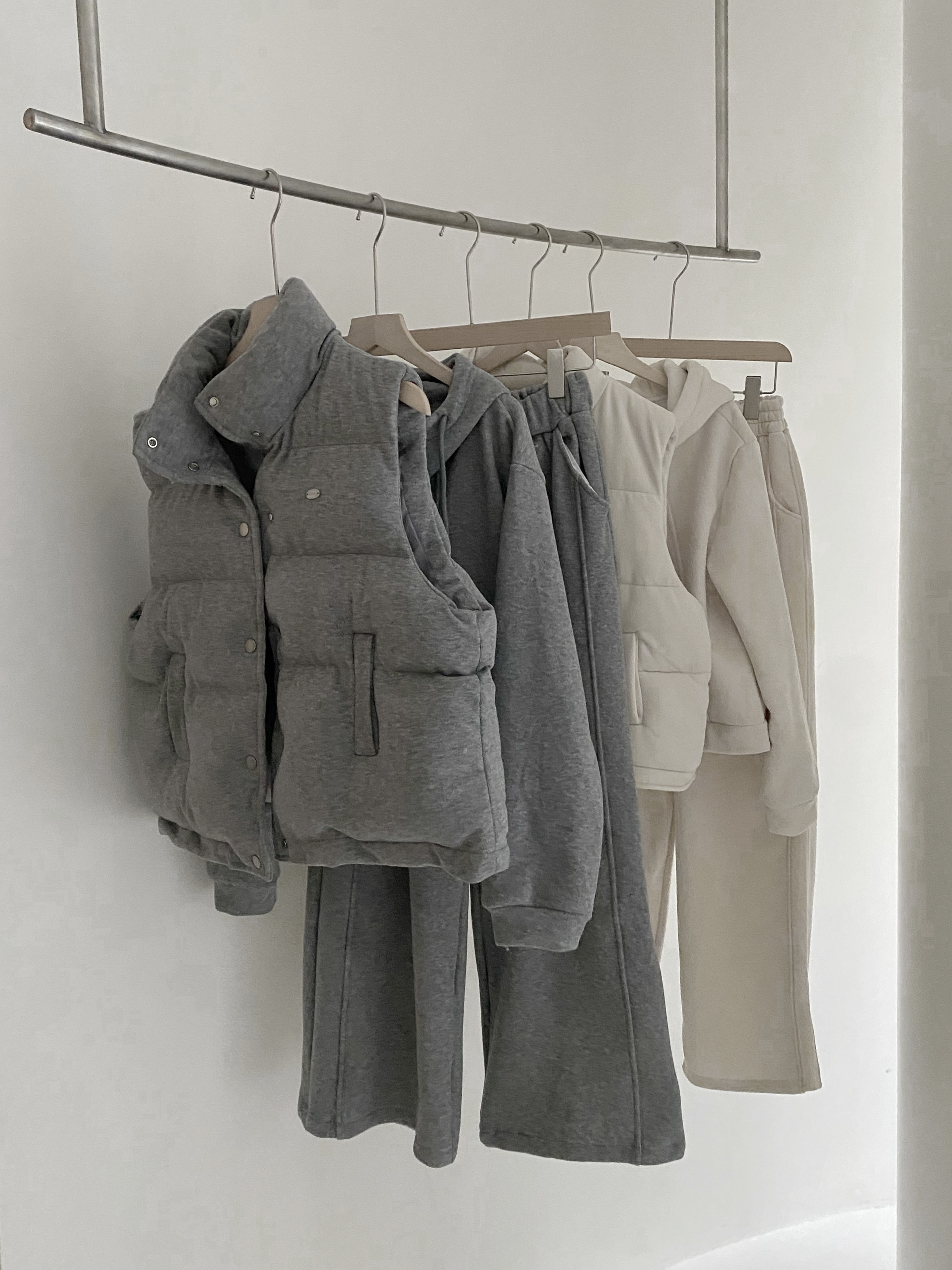 刷絨羽絨連帽三件式套裝