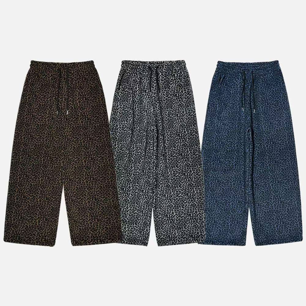 豹紋可束腳抓毛鬆身褲 P3235