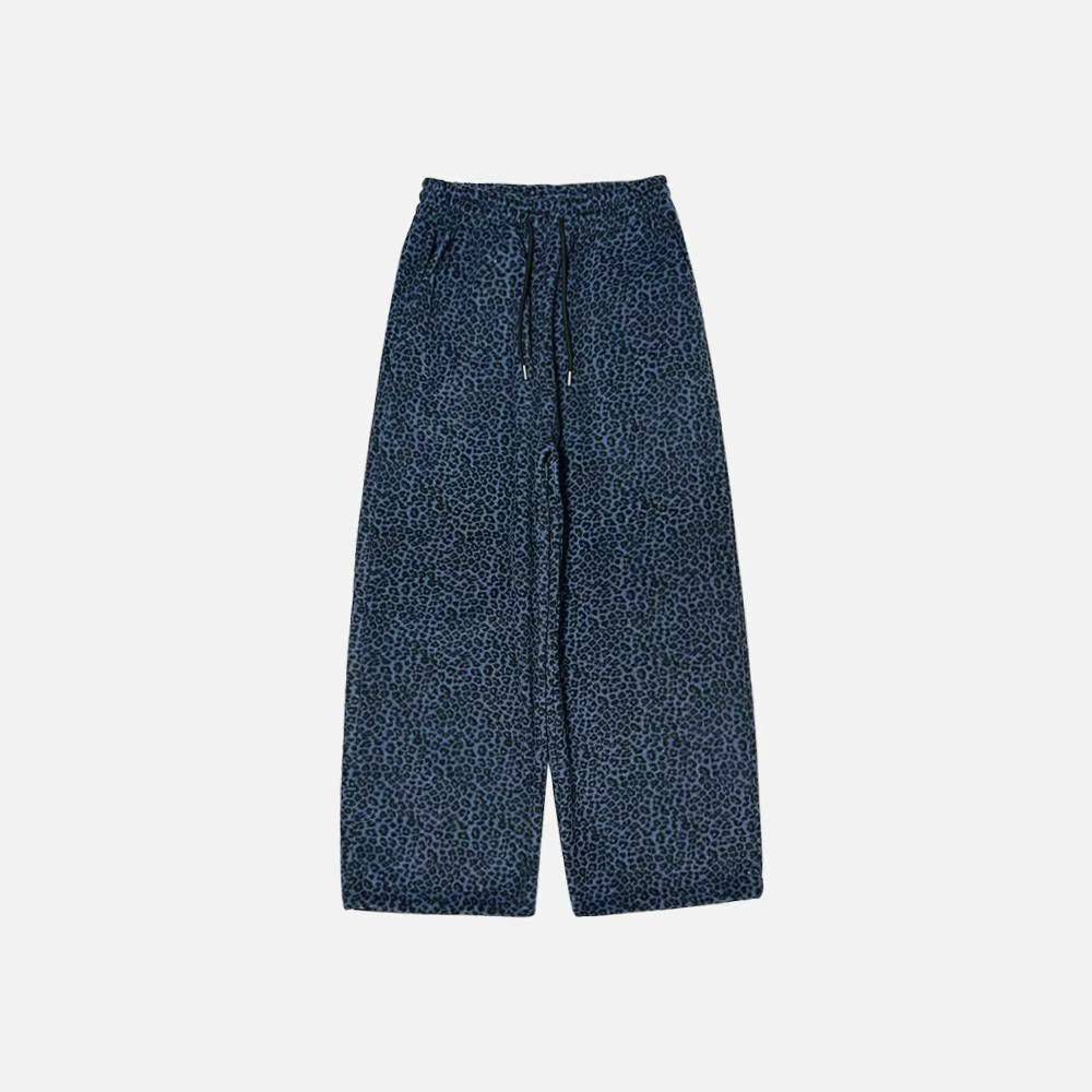 豹紋可束腳抓毛鬆身褲 P3235