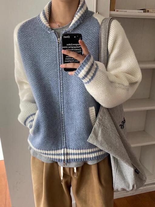 拼色反領開胸外套 JK2758