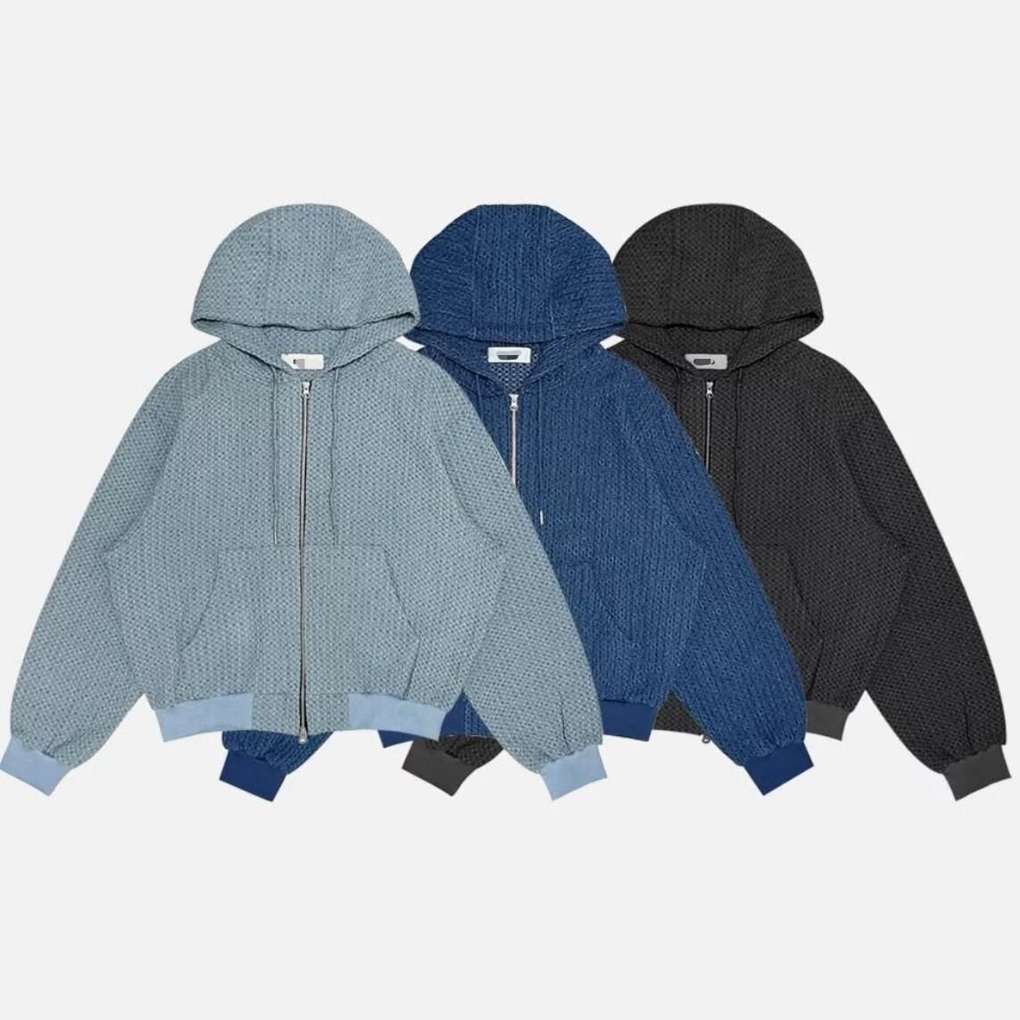 暗紋連帽拉鍊外套 JK2759