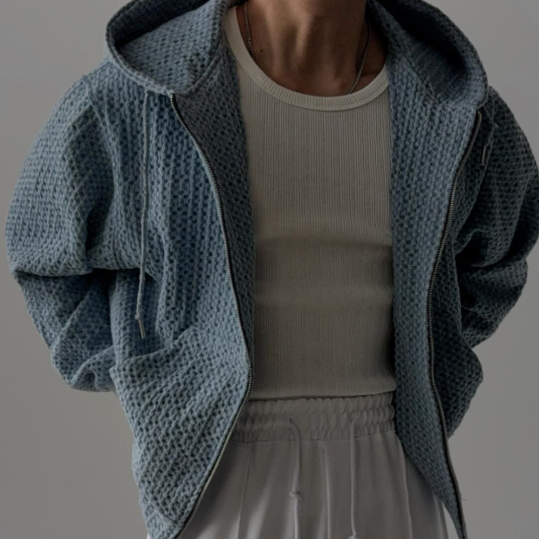 暗紋連帽拉鍊外套 JK2759