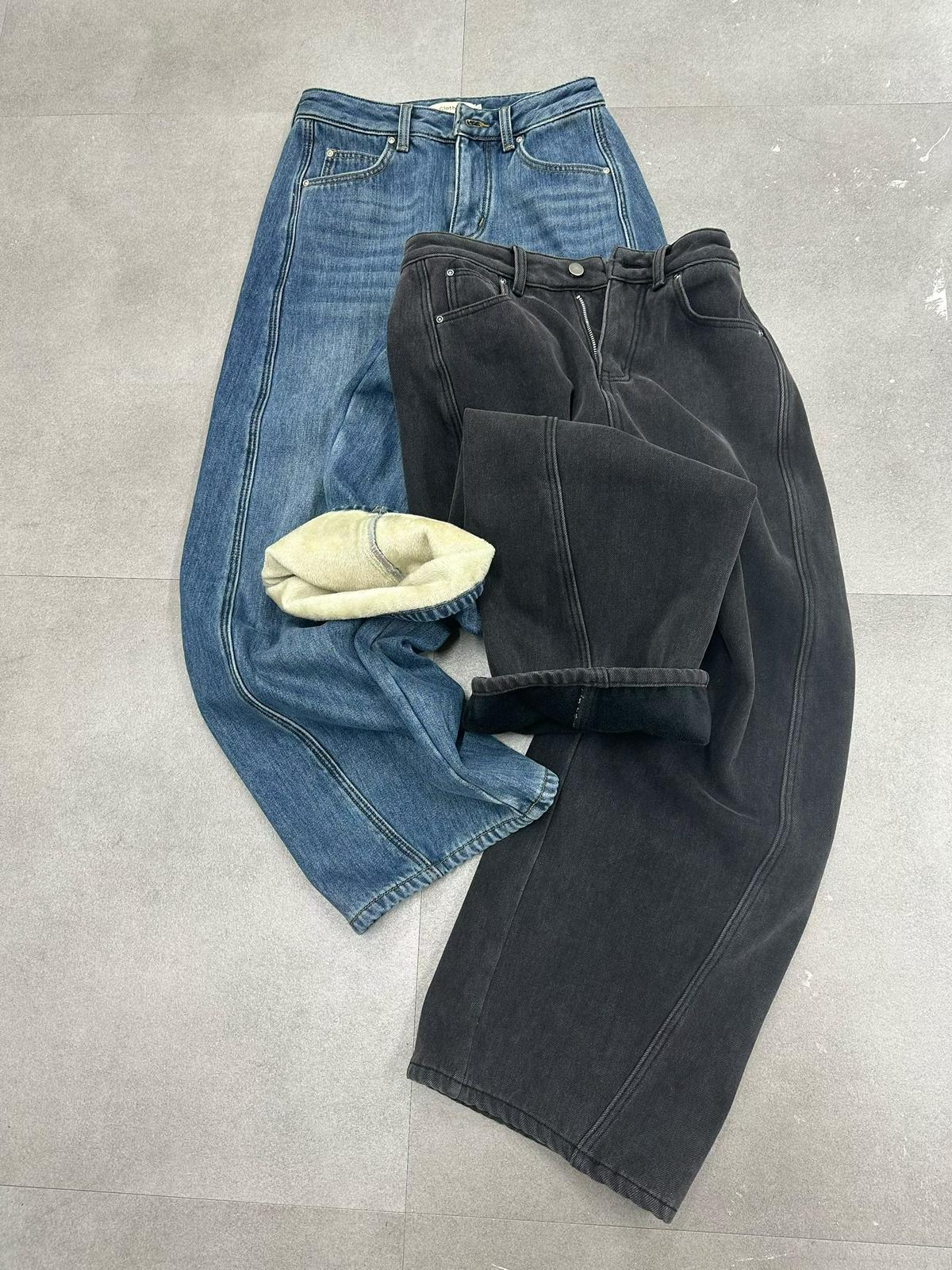 SN017 淨色內絨毛闊腳長褲