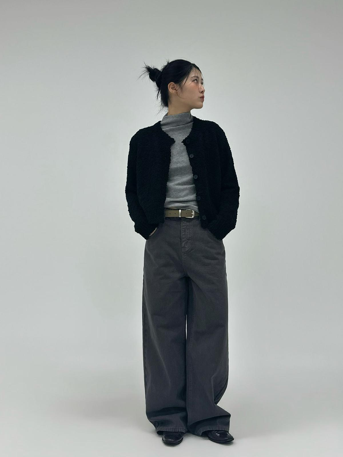 SN024 淨色毛毛長袖開胸外套 Free size