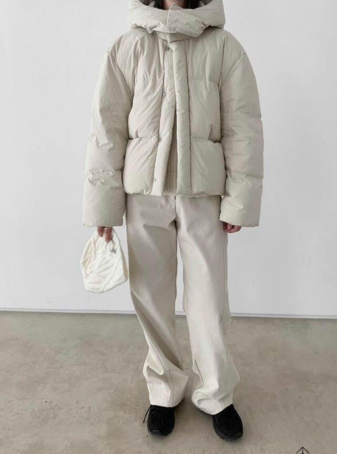 SN027 白色泡泡感企領開胸外套 Free size