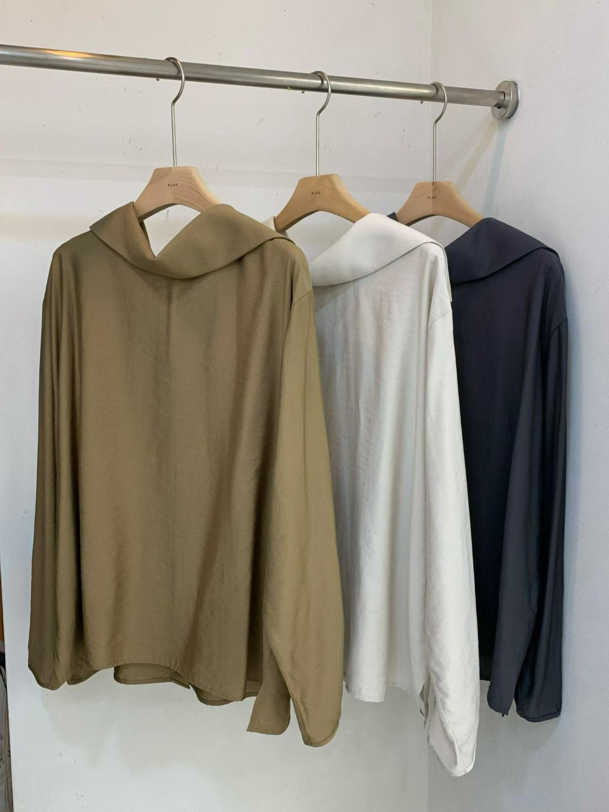 SN037 淨色設計款長袖上衣連綁腰套裝 (兩種著法) Free size