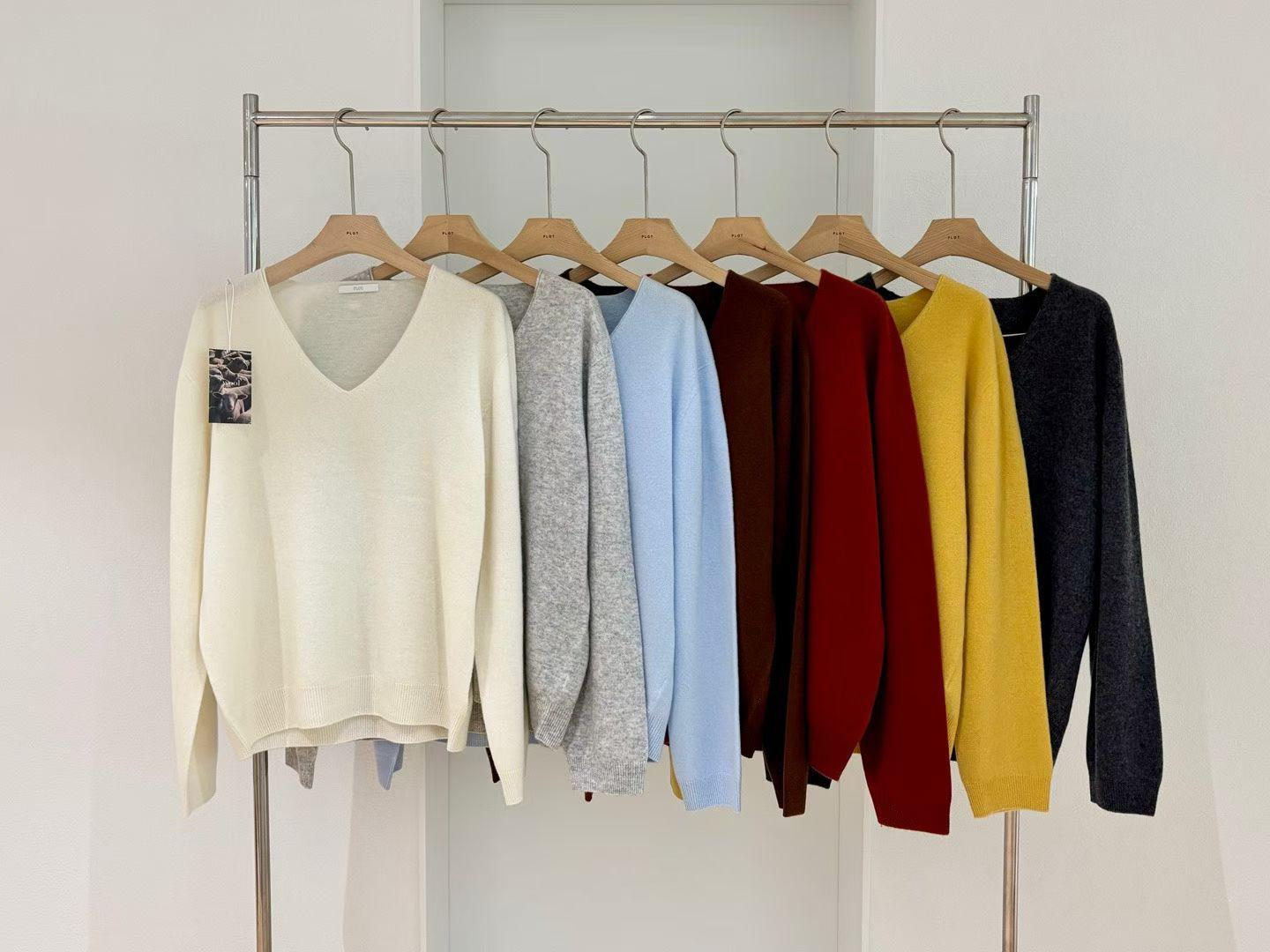 SN044 淨色V領長袖套頭長袖上衣 Free size