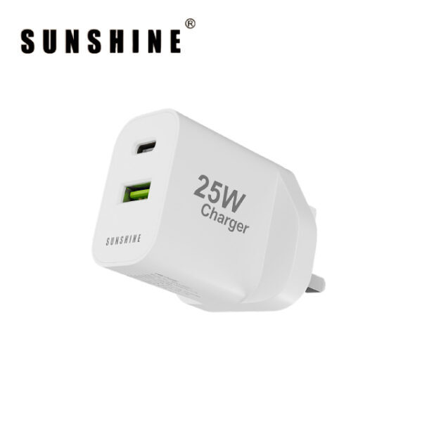 2插口1C1A插牆式充電器 25W (白色) MPG-25WH
