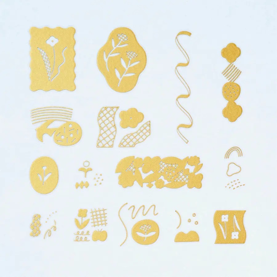 花田_金箔款 15枚貼紙包 KITF001｜日本 KITTA